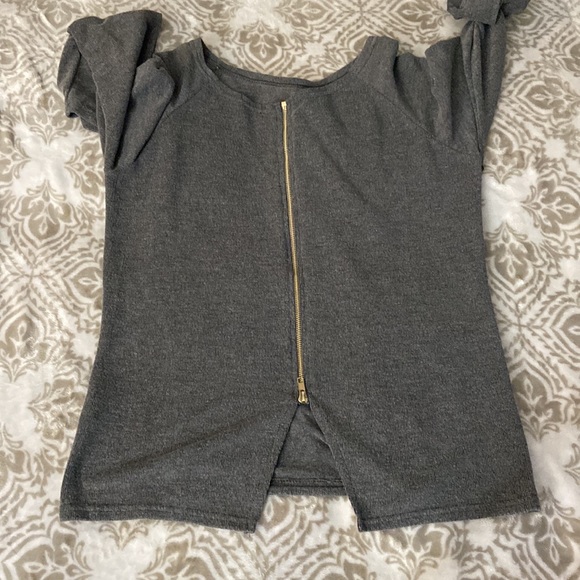 Gray zipper back top❤️ - Picture 4 of 4